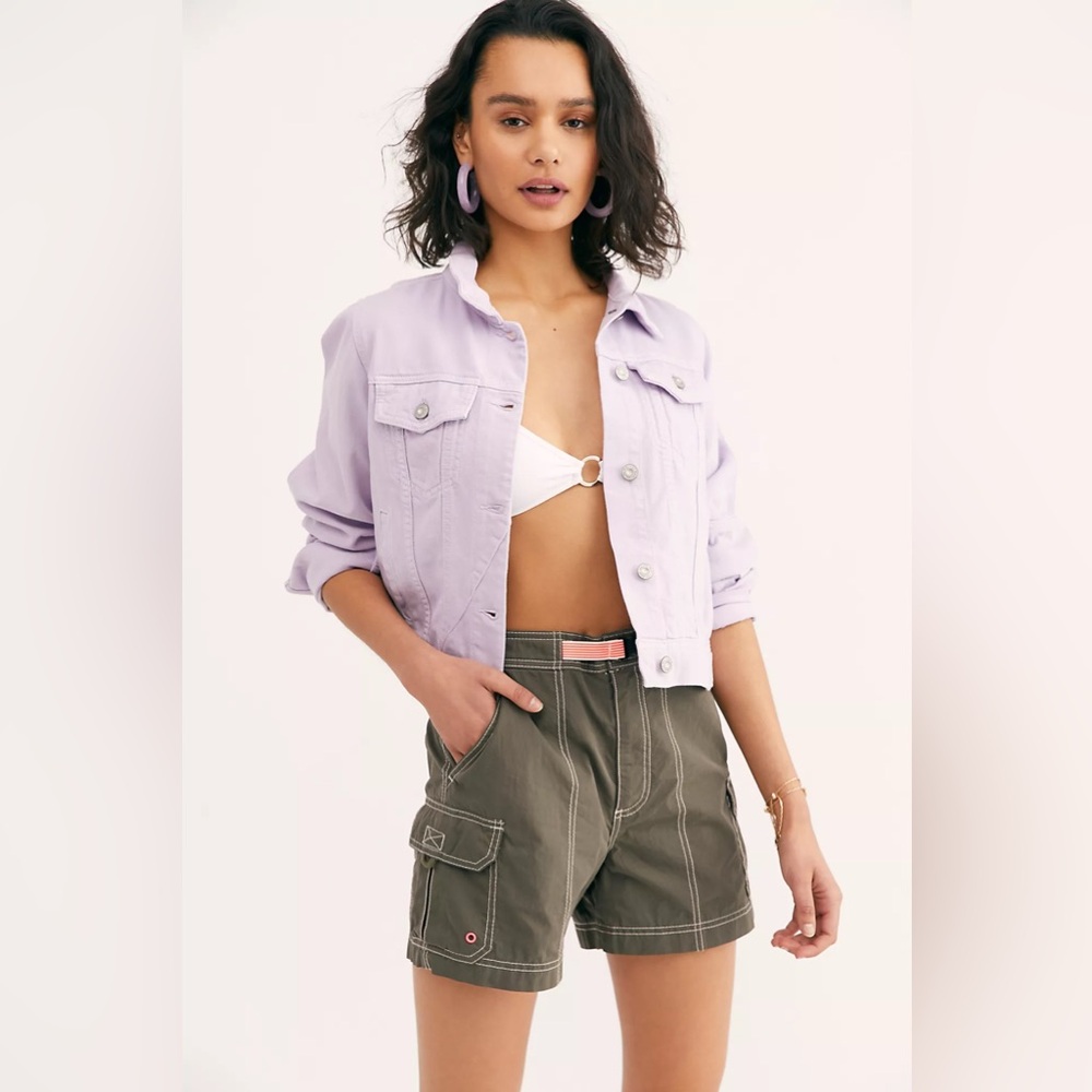 Free People Rumors Denim Jean Jacket Lilac Size Medium